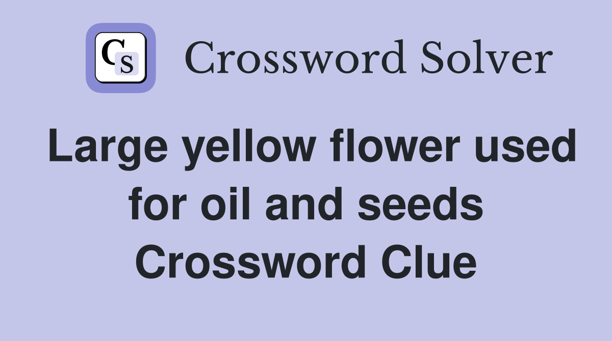 Large yellow flower used for oil and seeds Crossword Clue Answers